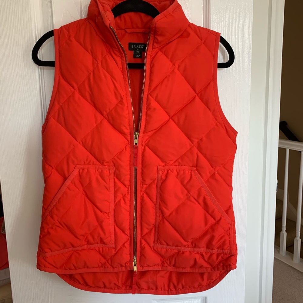 J Crew Bright Cerise Slim Puffer Vest